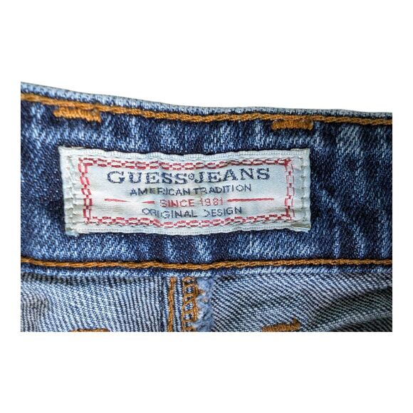 Guess Distressed Cutoff Denim Jean Shorts 24 (Actual 25) Raw Hem Y2K Button Fly - Picture 9 of 11